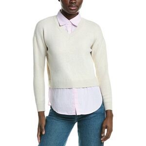 Design History Womens Stripe Two-Fer Sweater, Tan